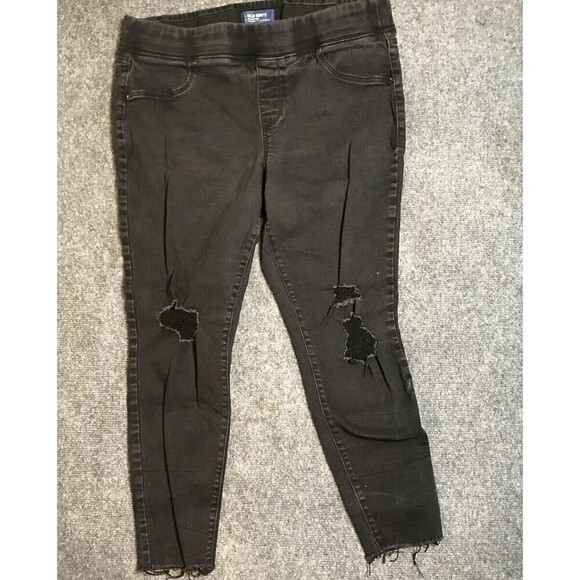 Old Navy Rockstar Women Jeans Black Size 16 Petite Distress Mid Rise - Picture 2 of 8